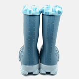 Hinteransicht der Elefanten-JellyJussi-Gummistiefel in Türkis, Größe 23.